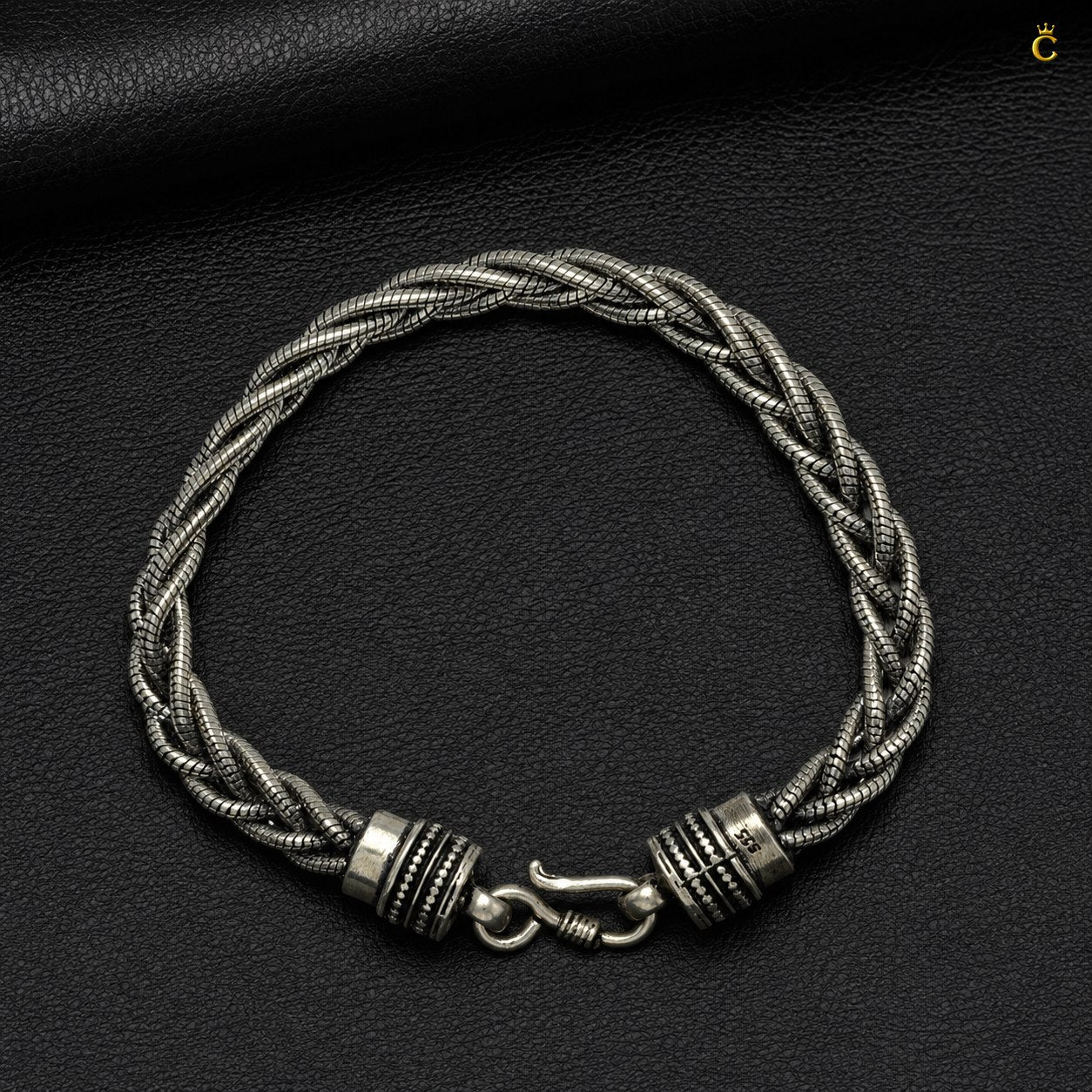 Celestora Braided Silver Bracelet with Hook Lock