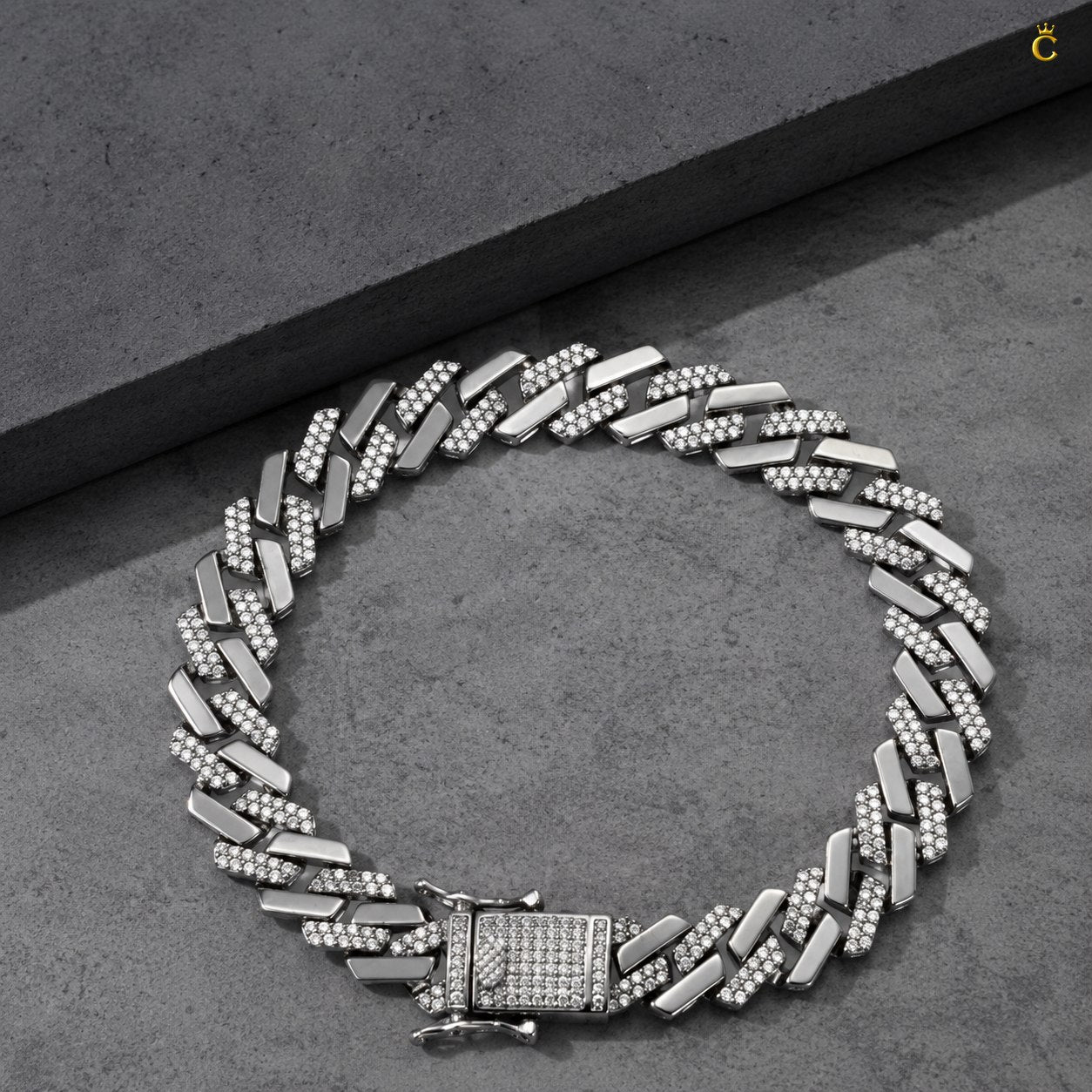 Silver Iced Out Cuban Link Bracelet