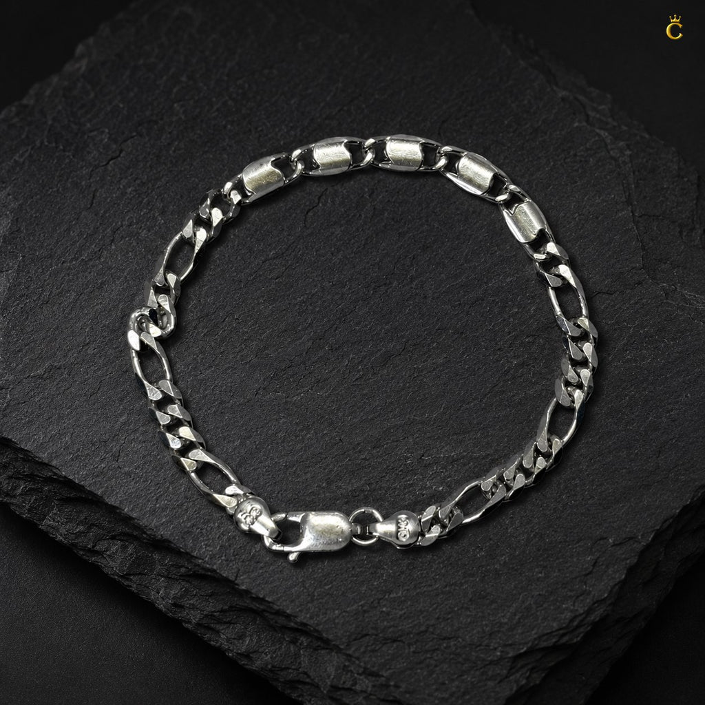 Silver Figaro Link Bracelet