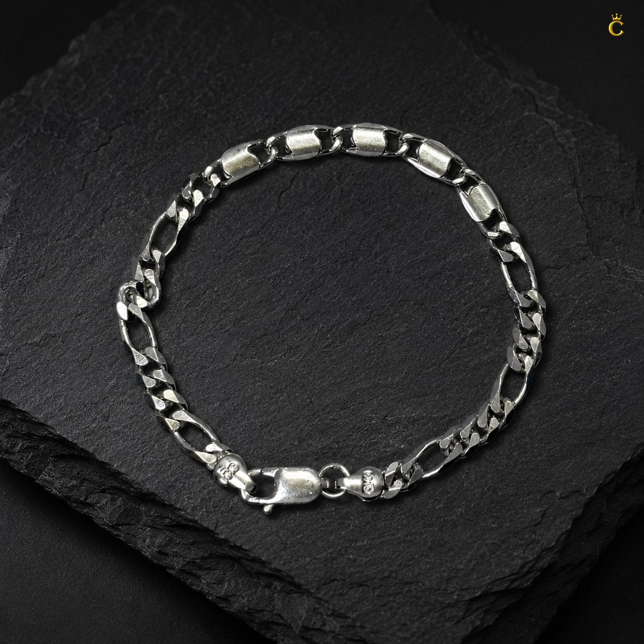 Silver Figaro Link Bracelet
