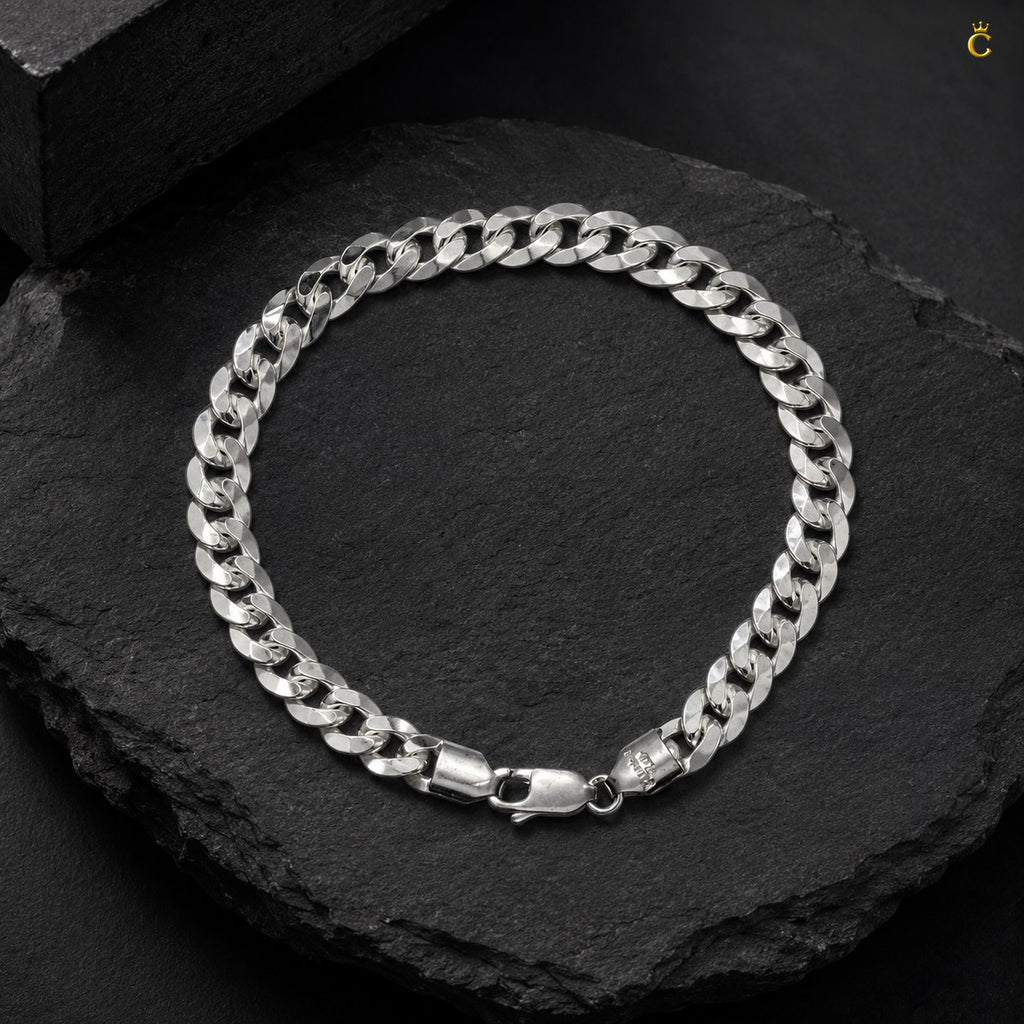 Men's Silver Cuban Link Chain Bracelet