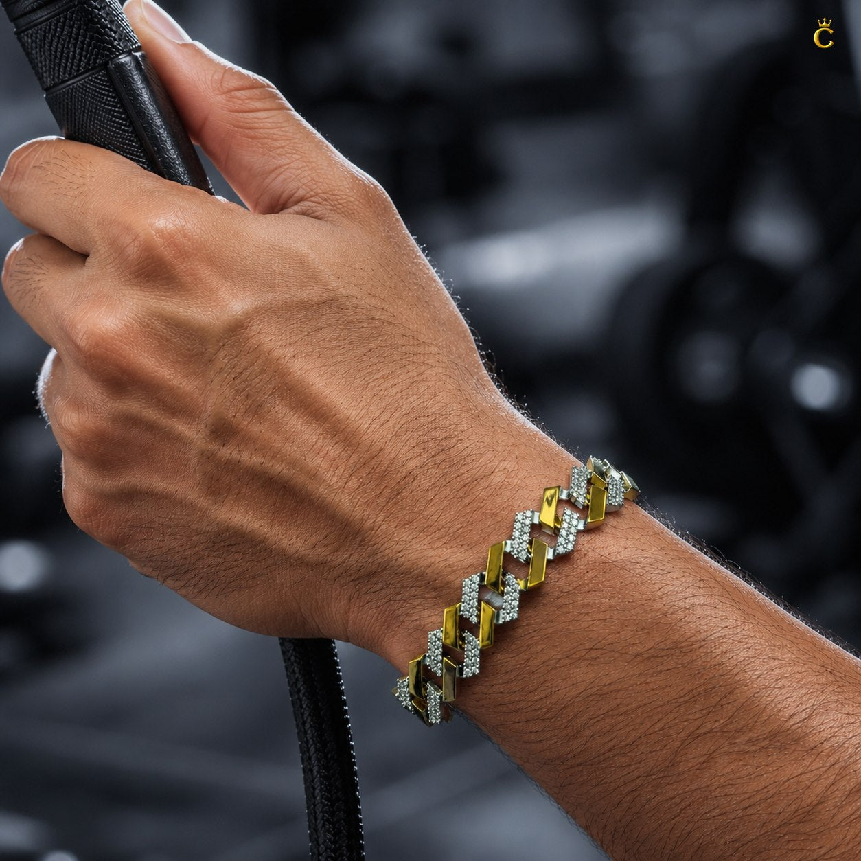 Men's Two-Tone Iced Out Cuban Link Bracelet