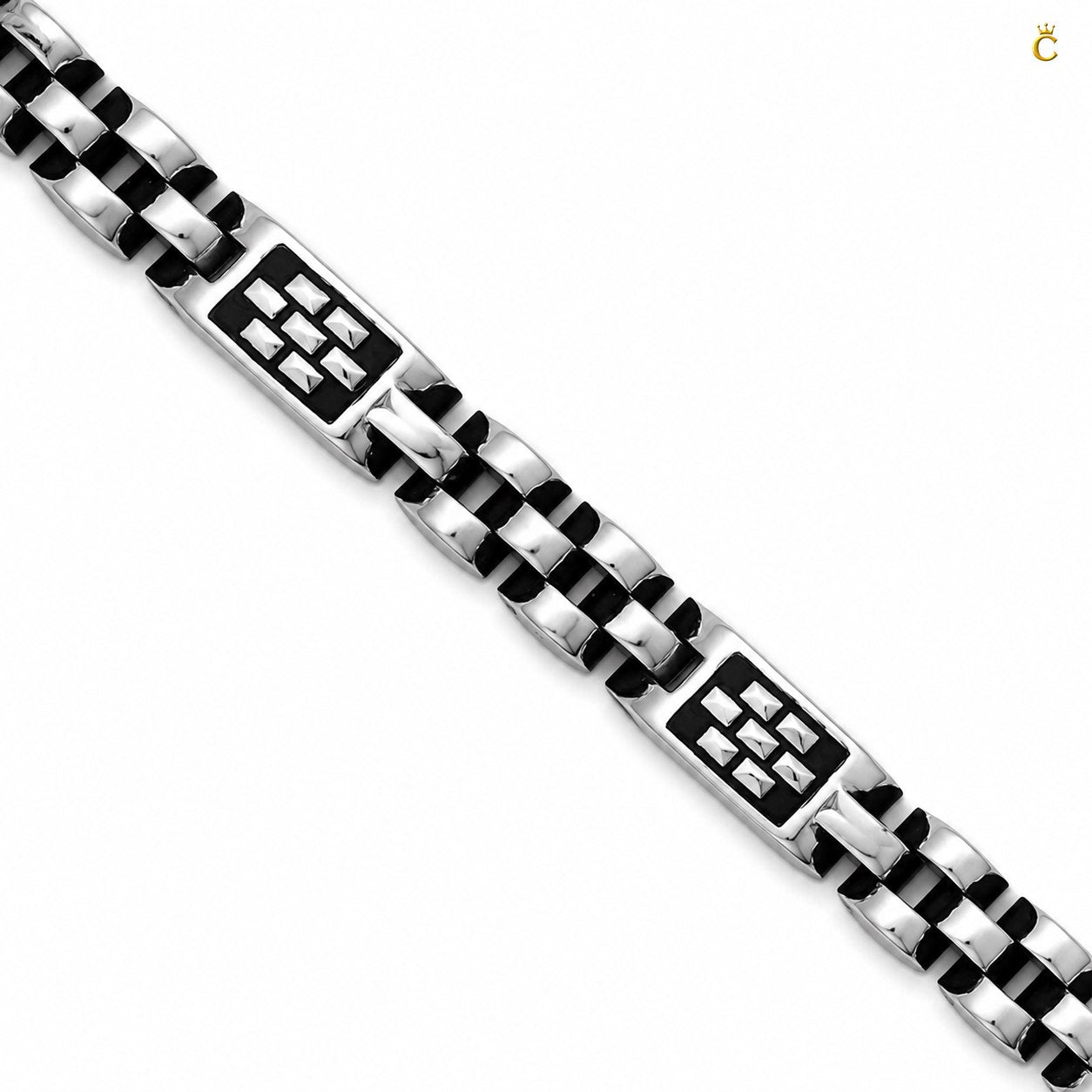 Block Design Oxidised Black Enamel Bracelet