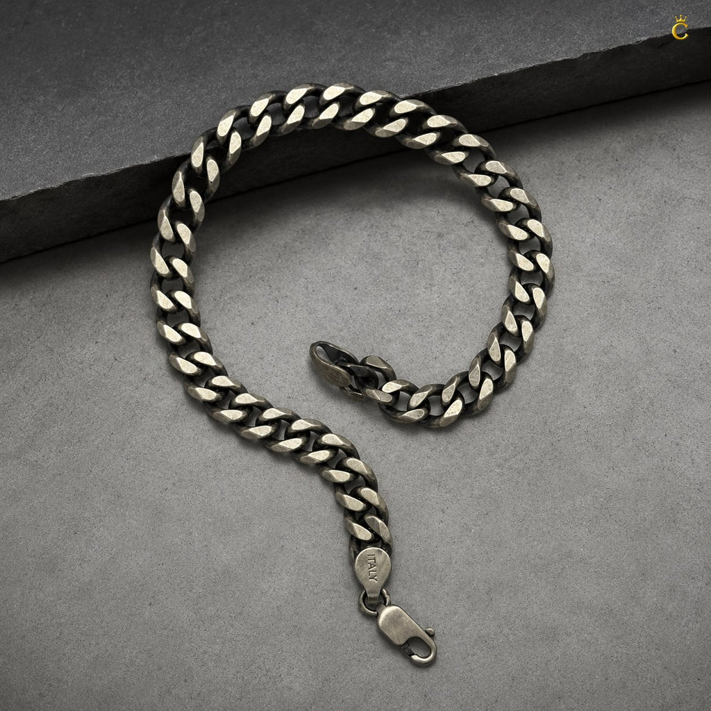 Silver Curb Chain Bracelet for Men