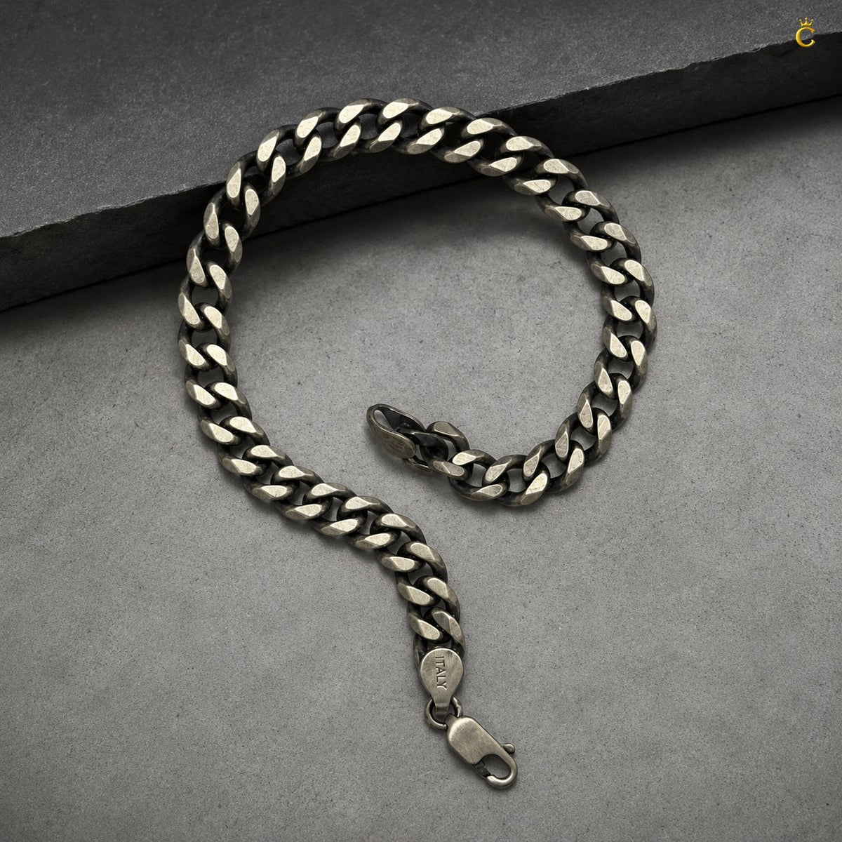 Silver Curb Chain Bracelet for Men
