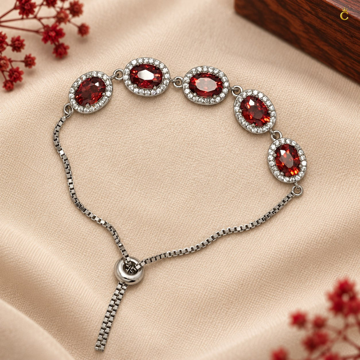 Ruby Royale Silver slider bracelet