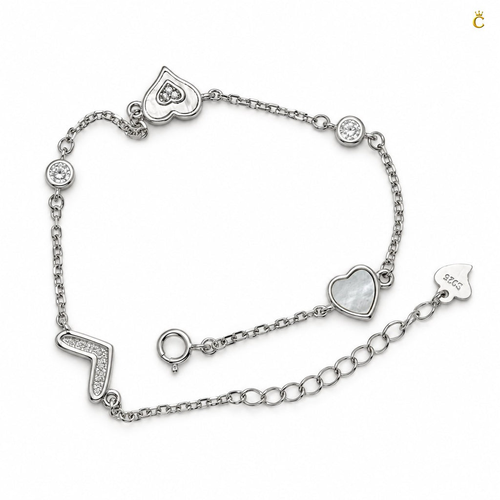 Silver Graceful eternal heart adjustable bracelet
