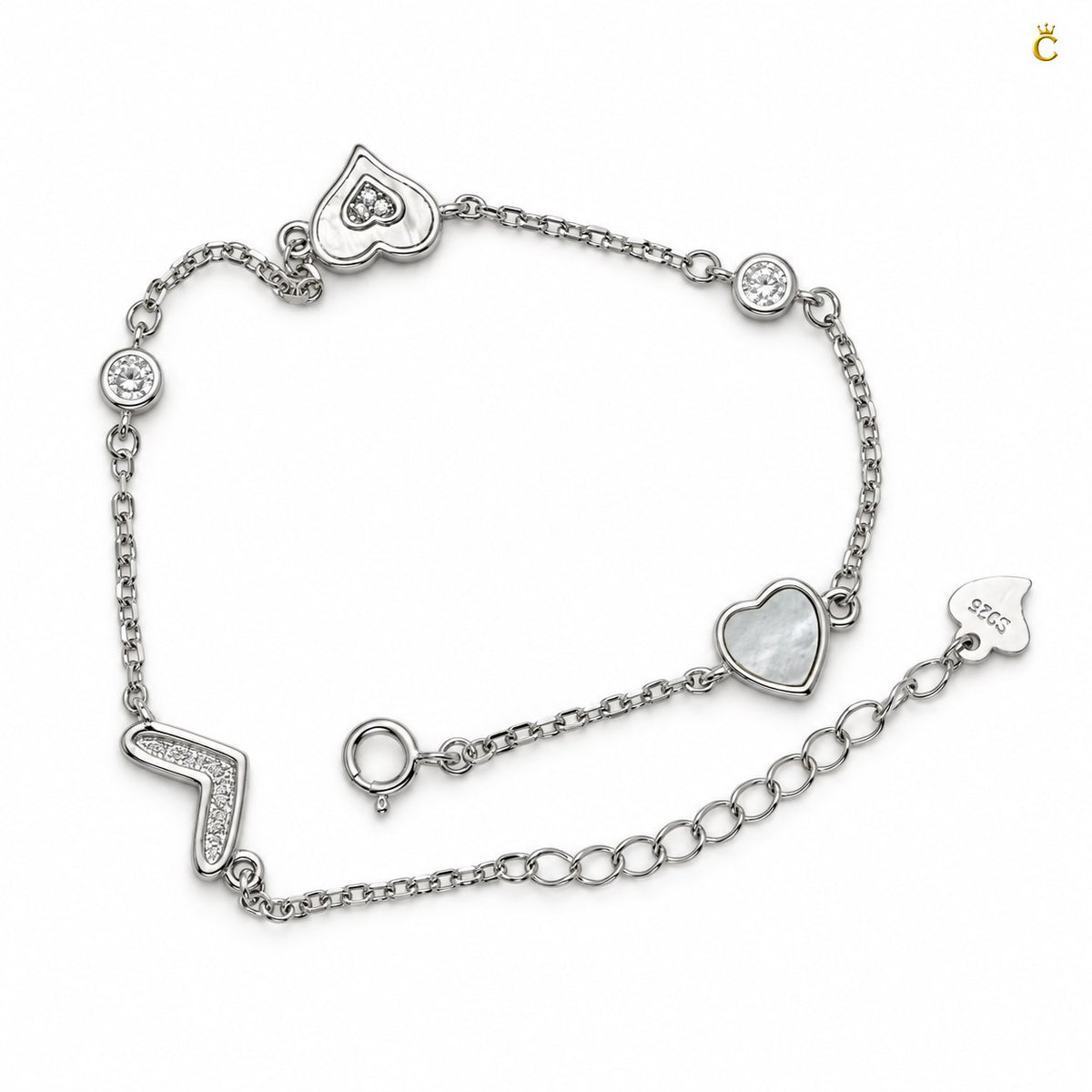 Silver Graceful eternal heart adjustable bracelet