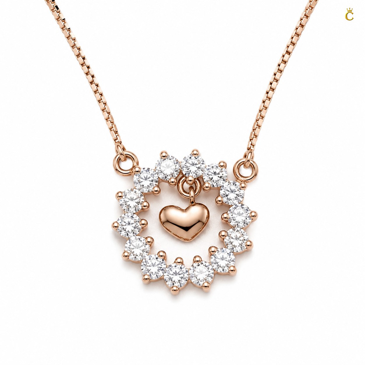 Intertwined Heart and Floral Halo Silver Pendant Necklace