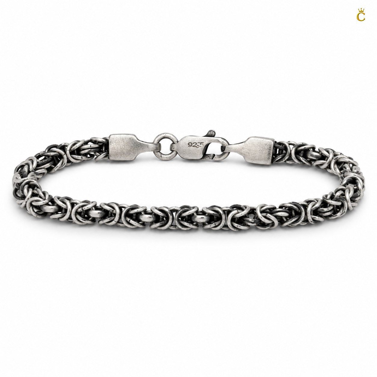 Oxidized Silver Byzantine Chain Bracelet for Men