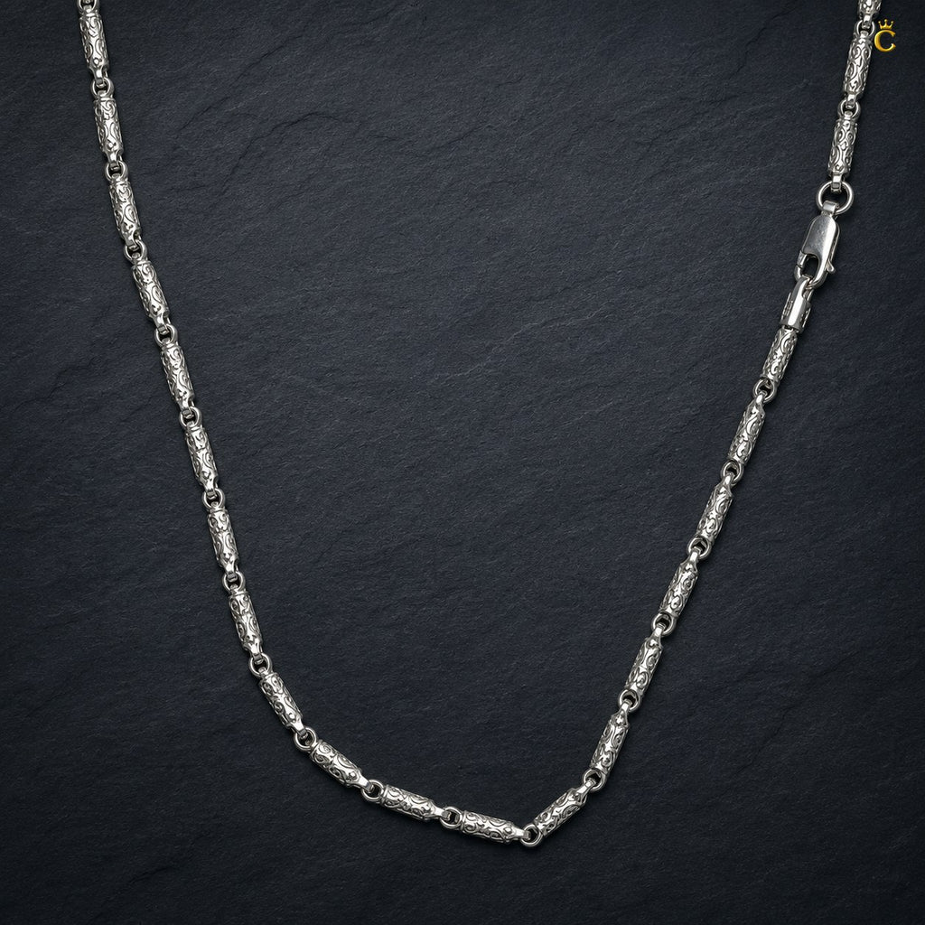 Detailed Ancient Royal Texture Silver Chain