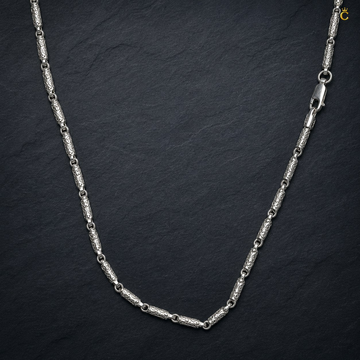 Detailed Ancient Royal Texture Silver Chain