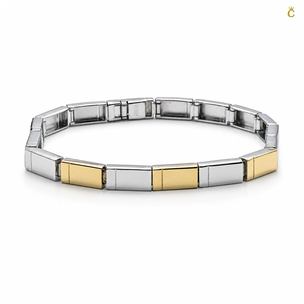 Modern Two-Tone Silver Men's Link Bracelet