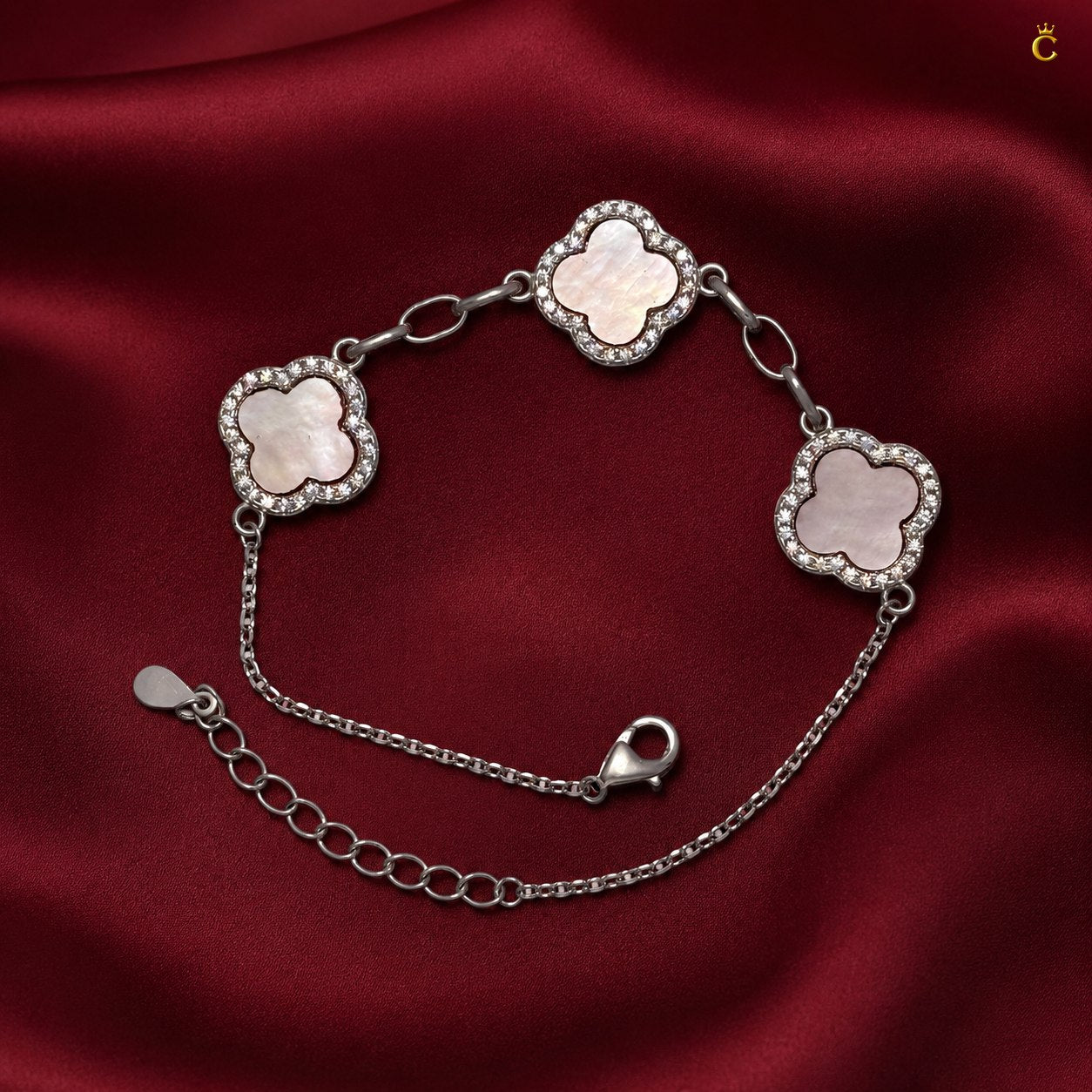 Celestora Luxurious Pink Clover 3 motiffs Van cliff Bracelet