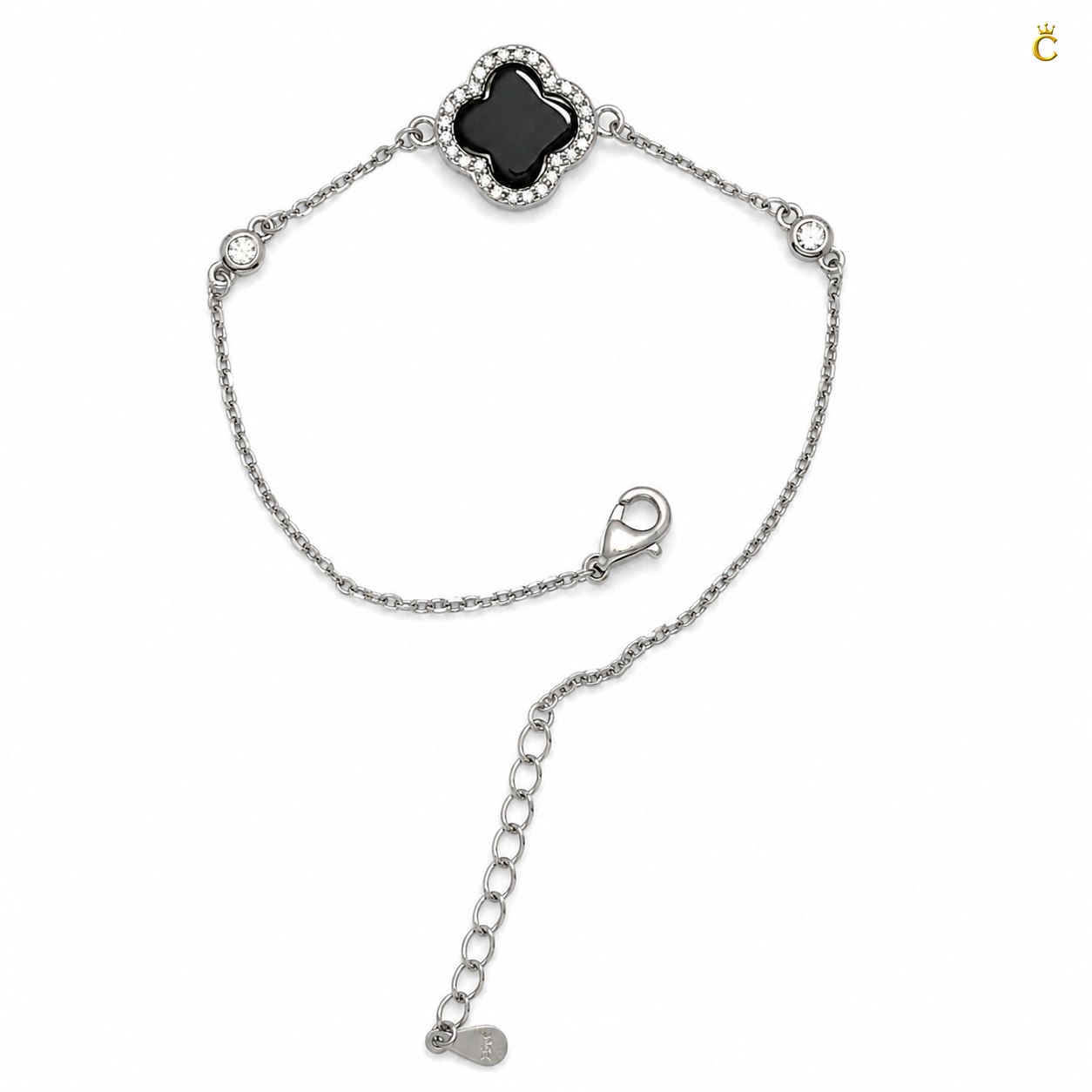 Celestora Onyx Black Clover with Zircon studded Van cliff Bracelet