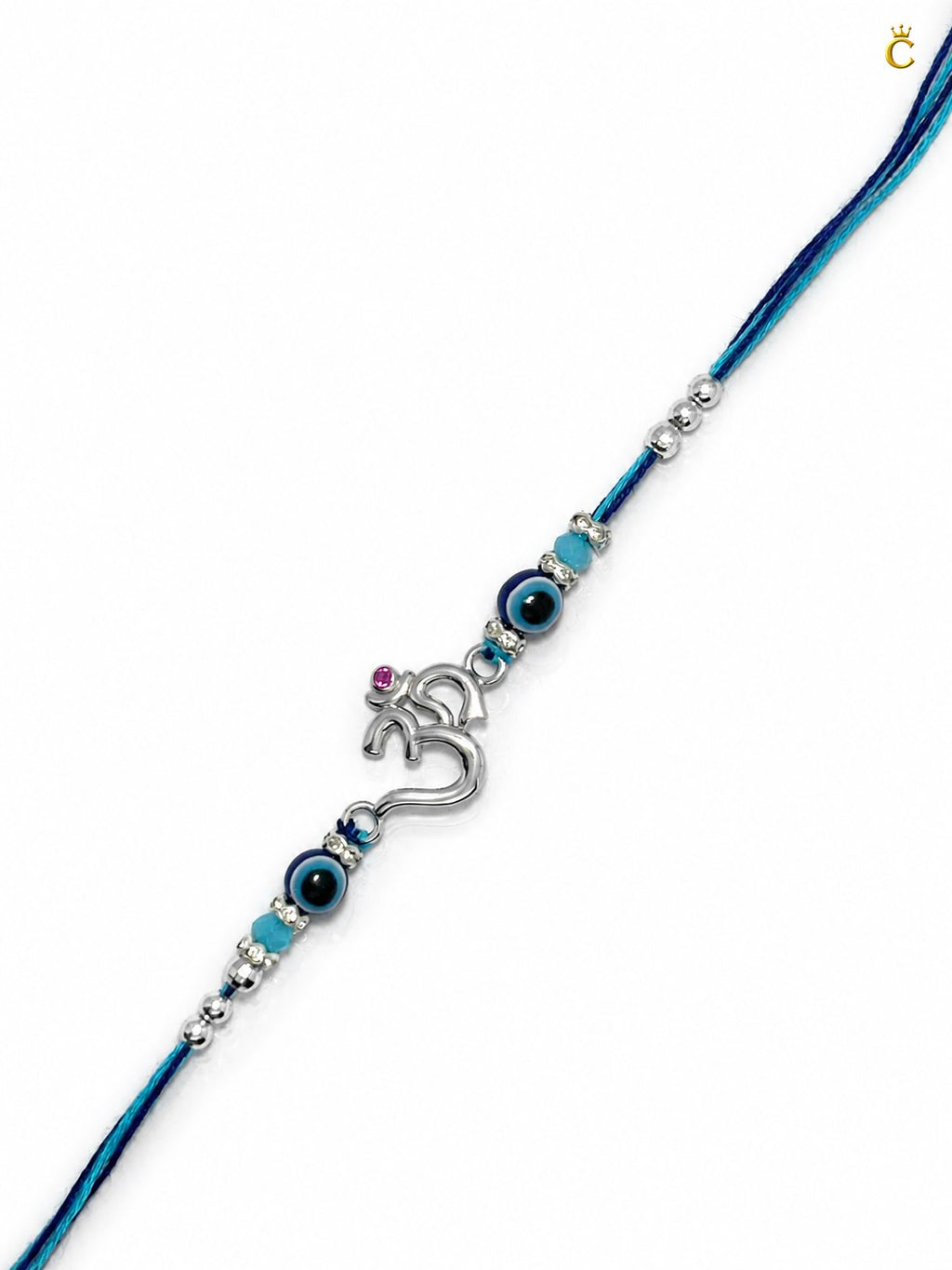 Celestora- Silver Om Evil Eye Premium Rakhi/ Bracelet