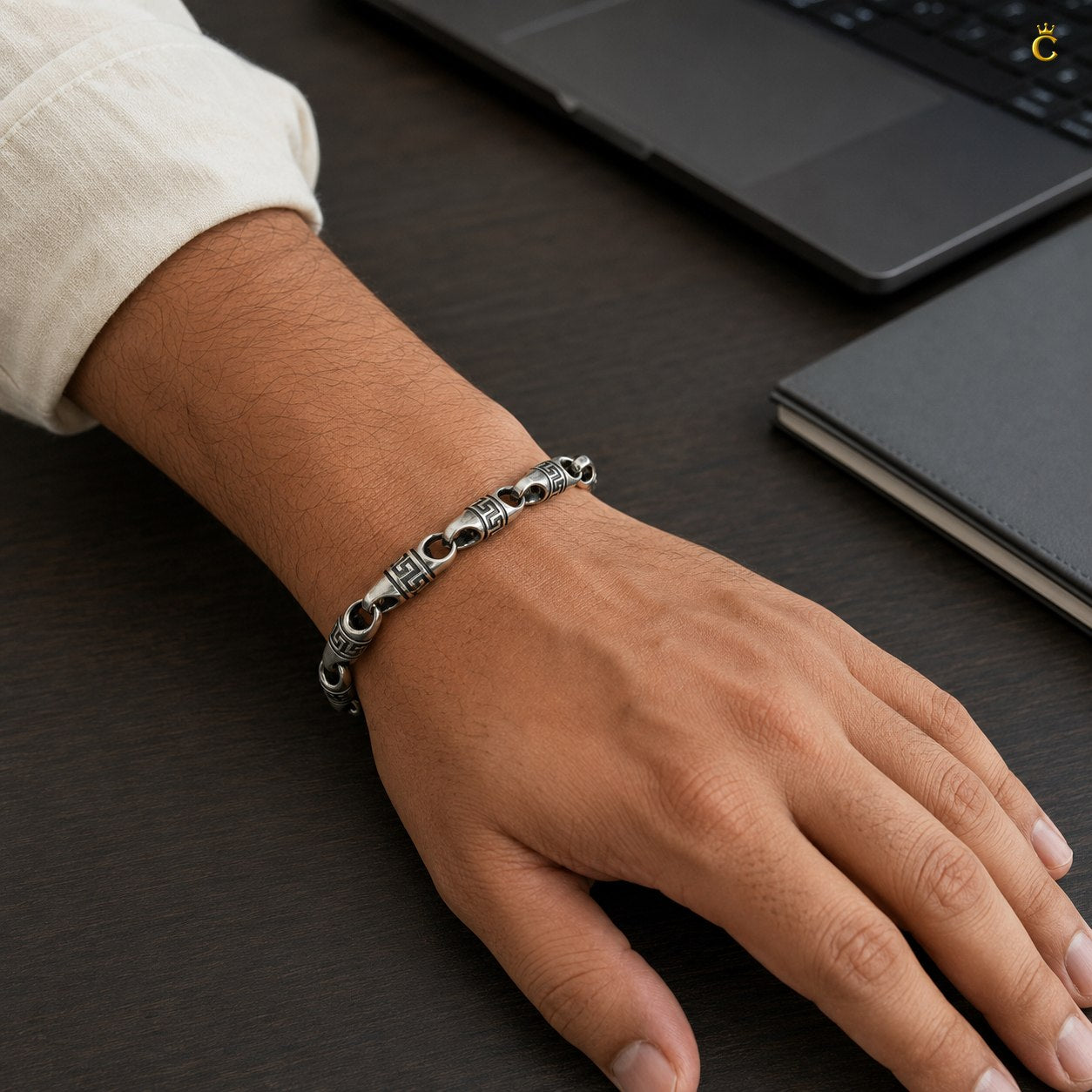 Celestora-Premium Oxidised Imperial Key link Bracelet