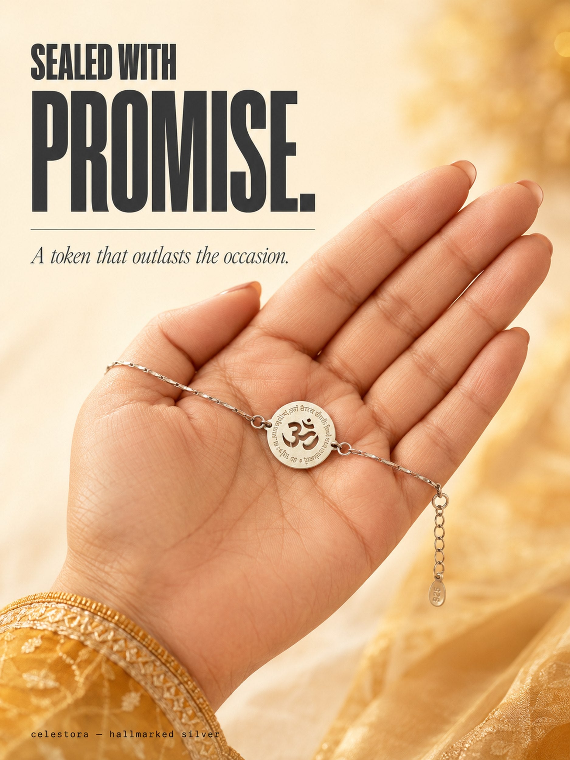 Minimal sleek Om with Gyatri mantra Single/Double thread Rakhi/ Bracelet