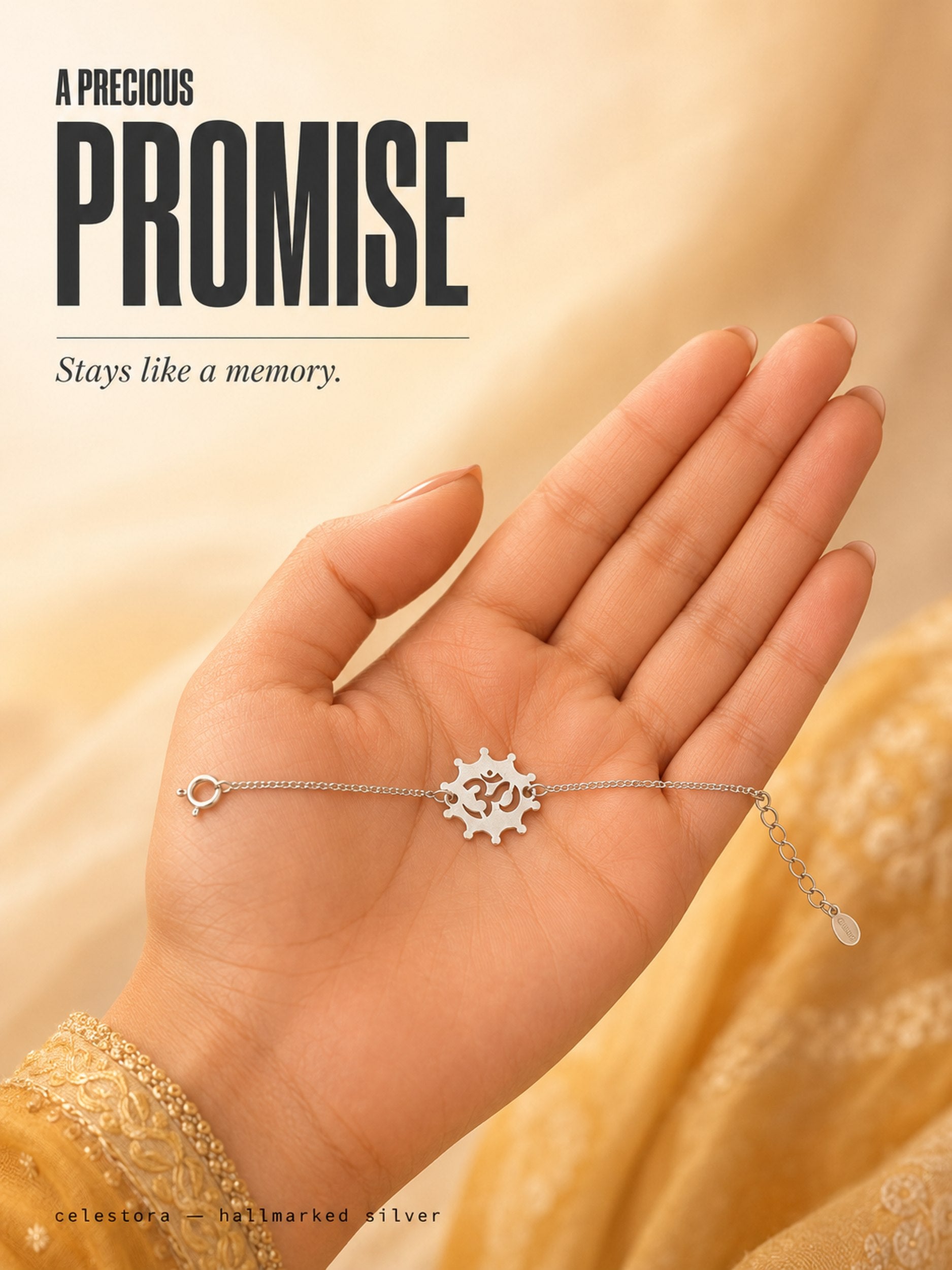 Designer Round cut Om Rakhi Bracelet