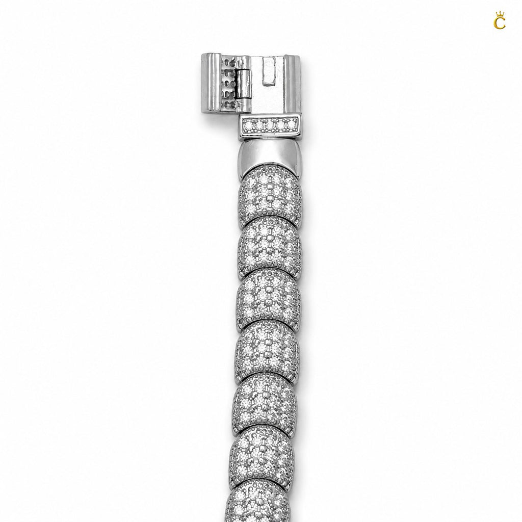 Premium Silver Pave Link Men's Bracelet