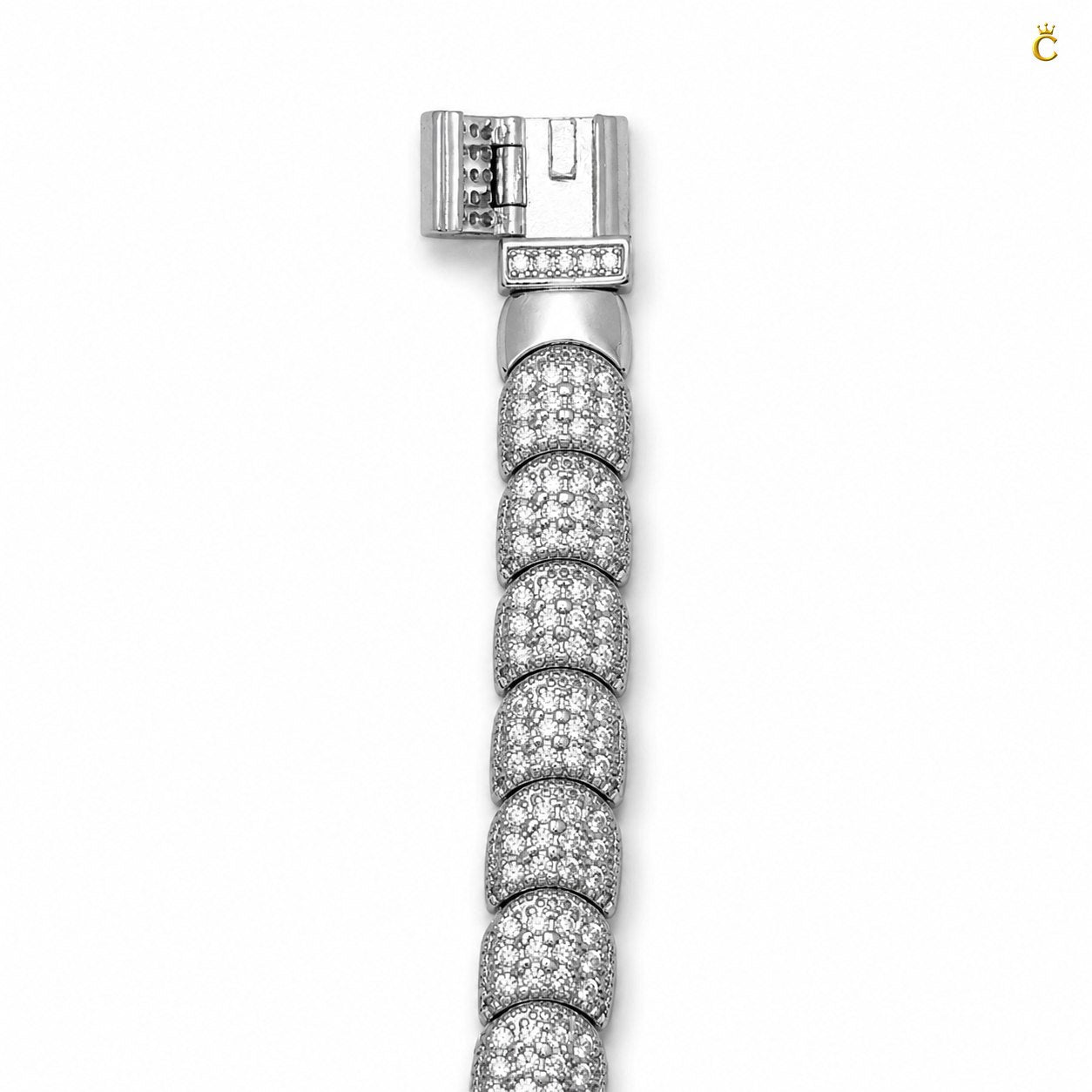 Premium Silver Pave Link Men's Bracelet