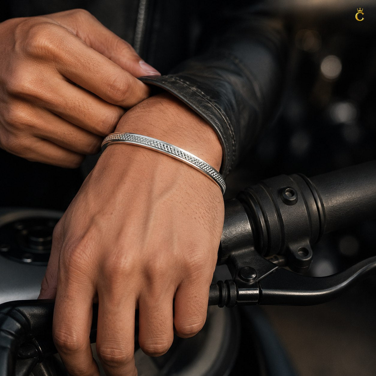 Silver Textured Men's Cuff Bracelet