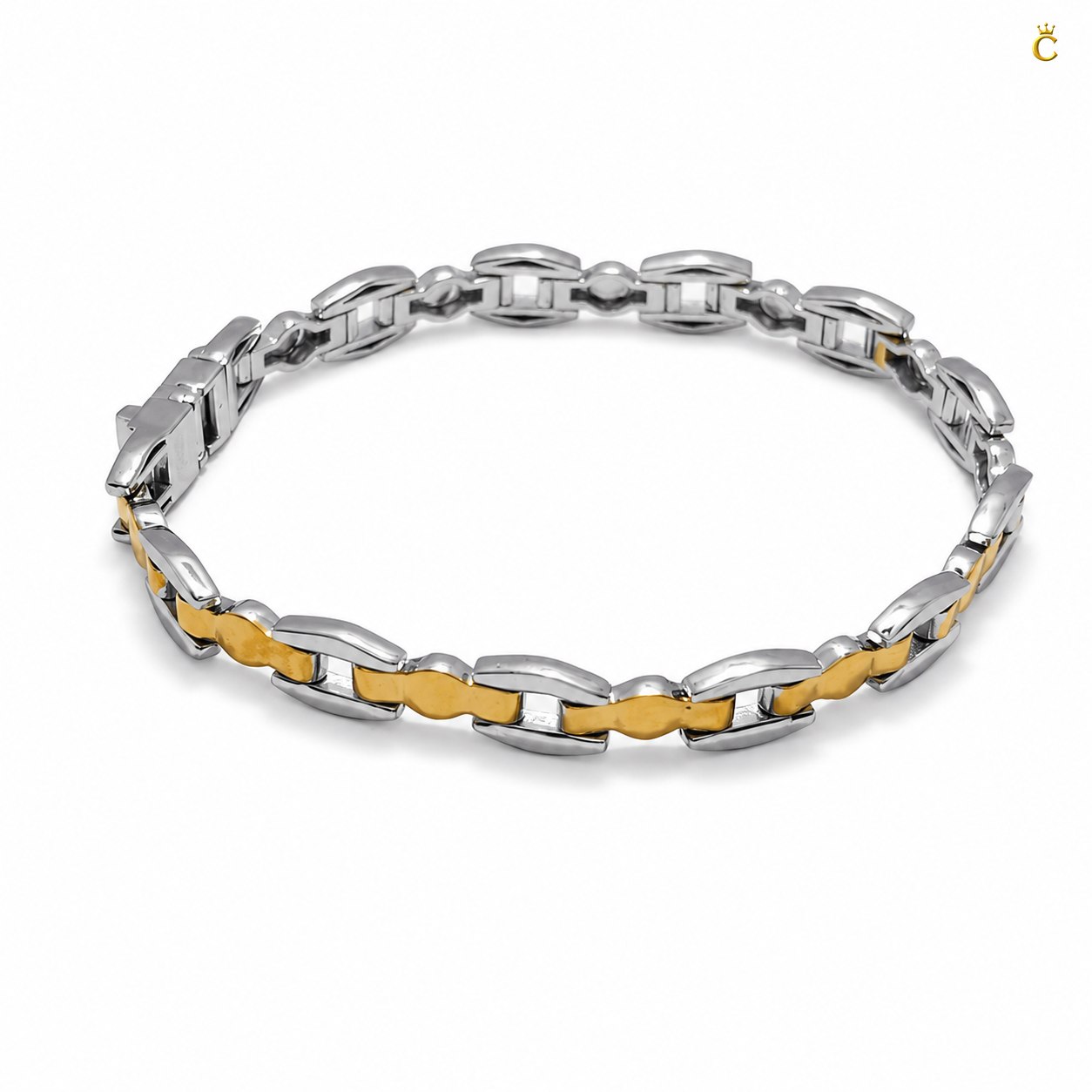 Men's Premium Two-Tone Silver Link Bracelet