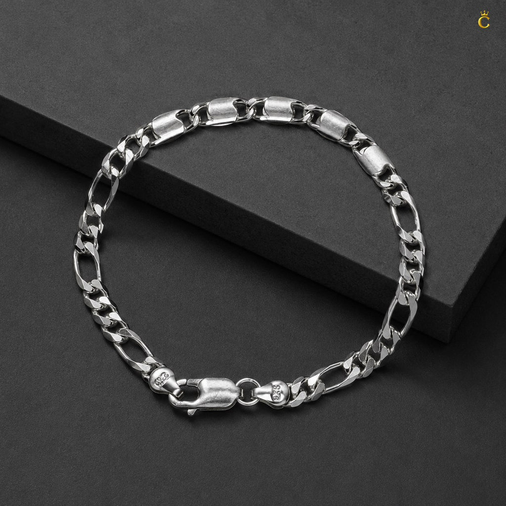 Silver Figaro Link Bracelet