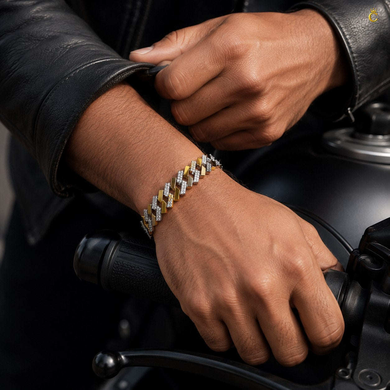 Men's Two-Tone Iced Out Cuban Link Bracelet