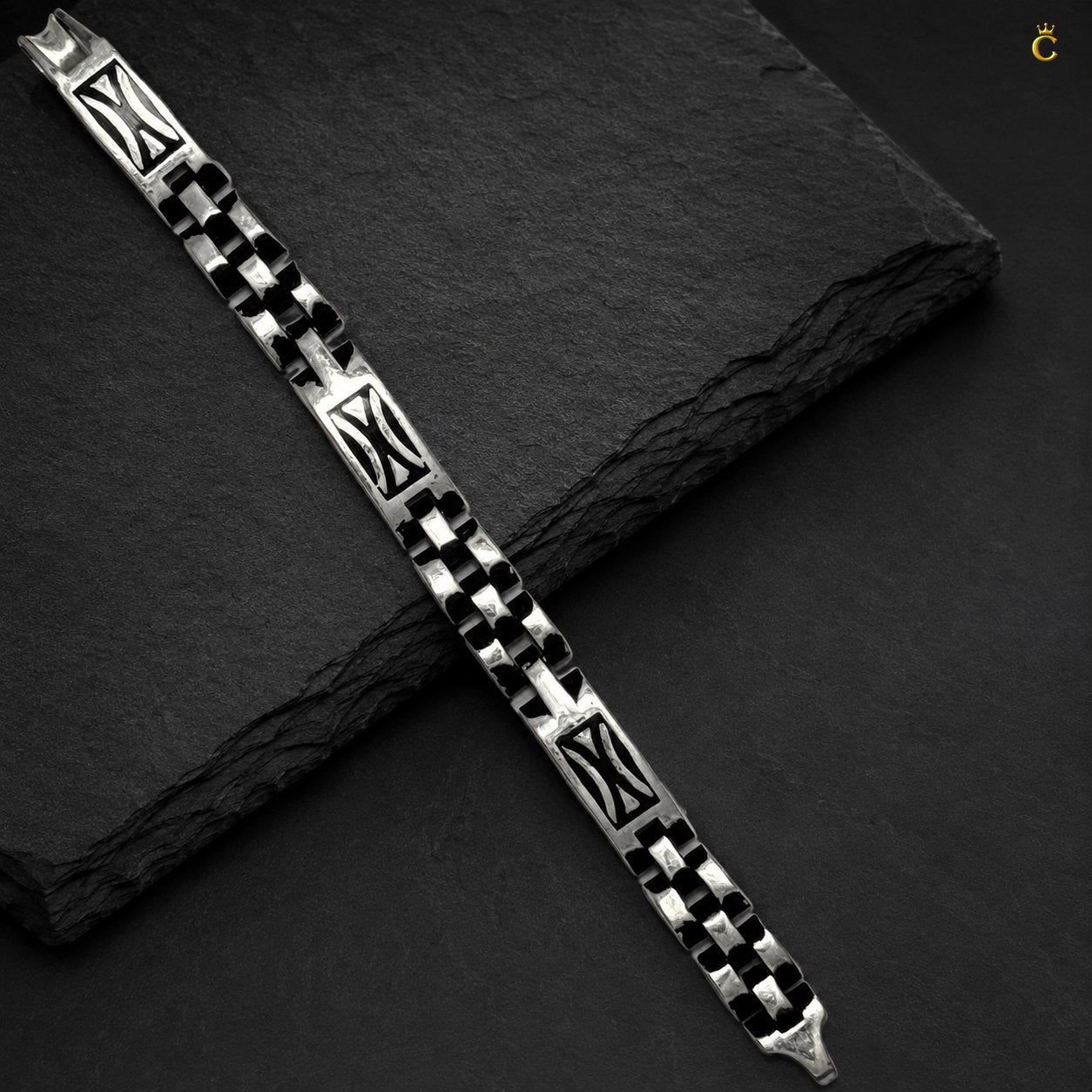 Turkish Oxidised Curve Link Bracelet