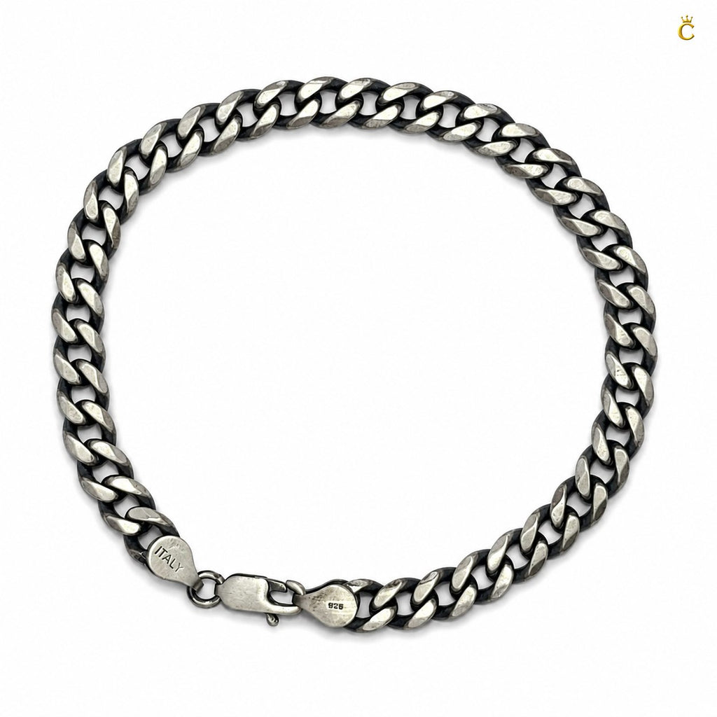 Silver Curb Chain Bracelet for Men