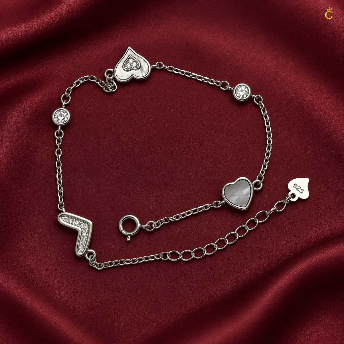 Silver Graceful eternal heart adjustable bracelet