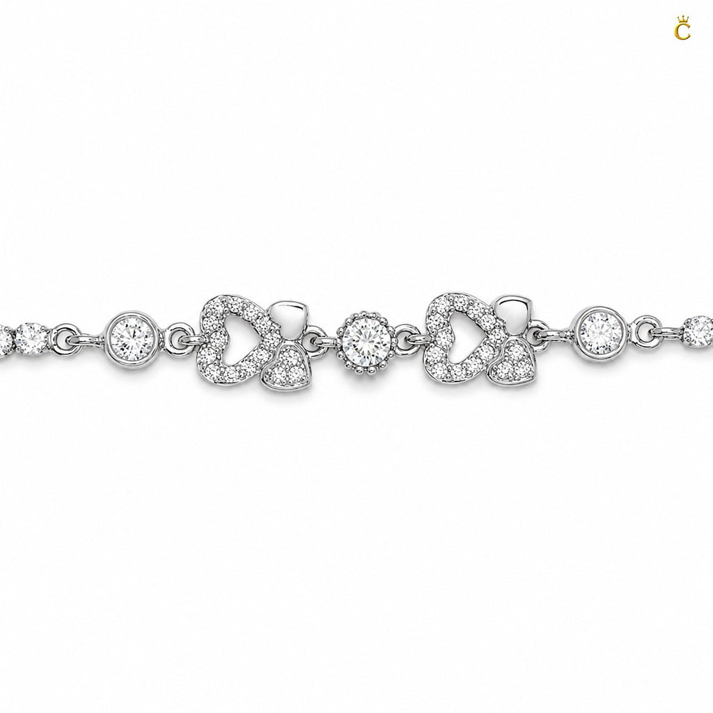 Interlocking Hearts Silver Tennis Bracelet