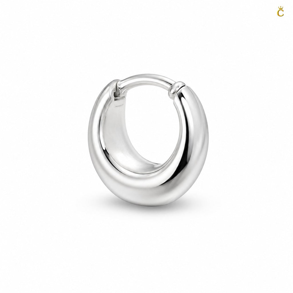 Chunky Silver Huggie Hoop Earrings