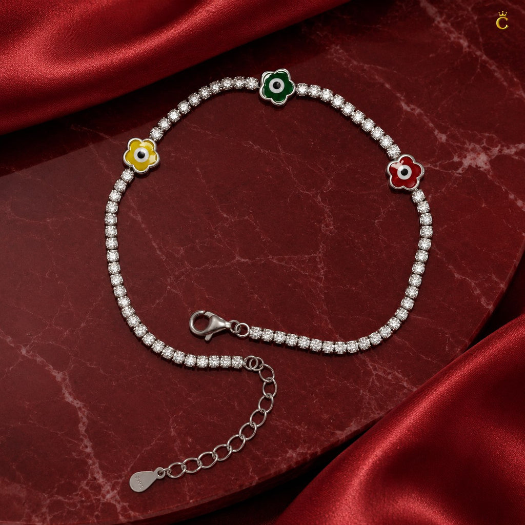 Celestora Floral motifs Tennis Bracelet