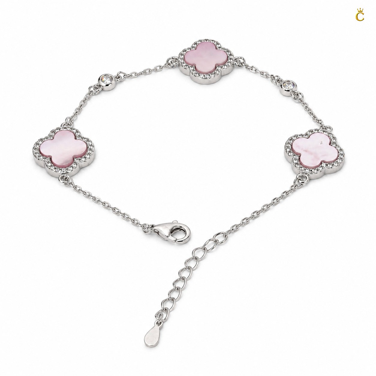 Celestora- Blush Pink three Clovers Zircon studs Van cliff Bracelet
