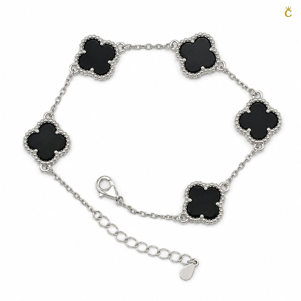 Celestora- Onyx Black Five Clovers Van cliff Bracelet