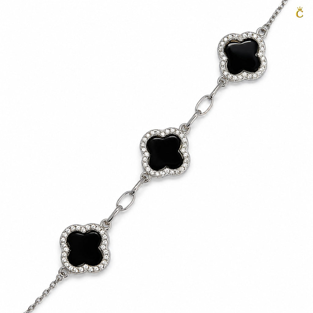 Celestora Onyx Black Three Clover Van cliff Bracelet