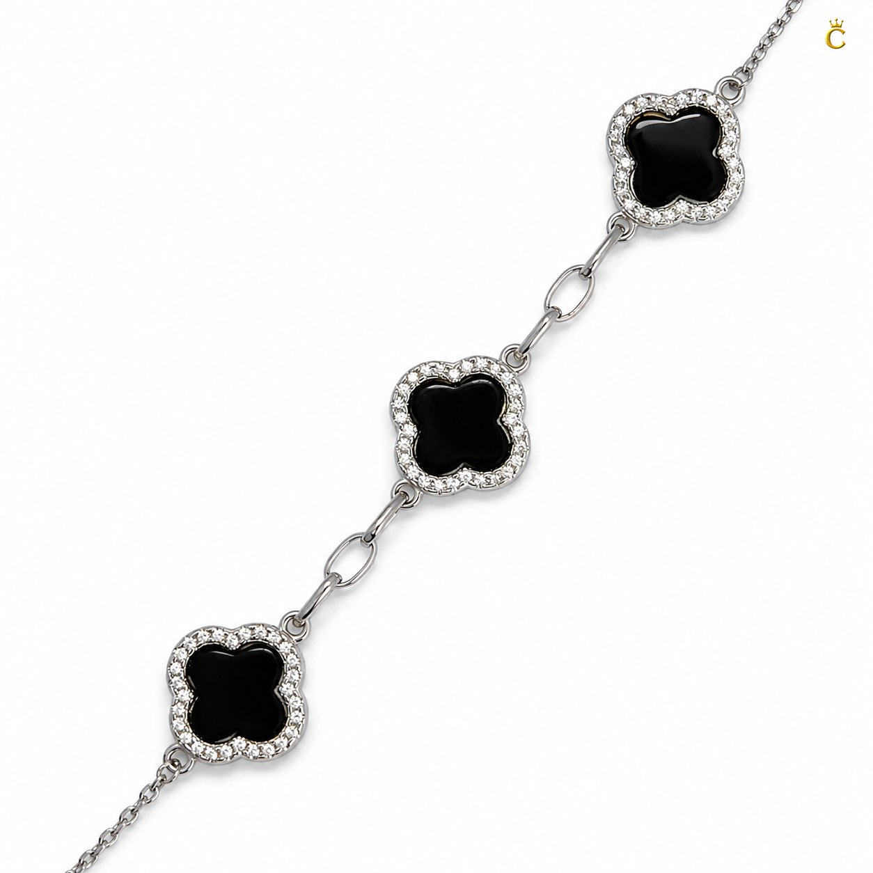 Celestora Onyx Black Three Clover Van cliff Bracelet