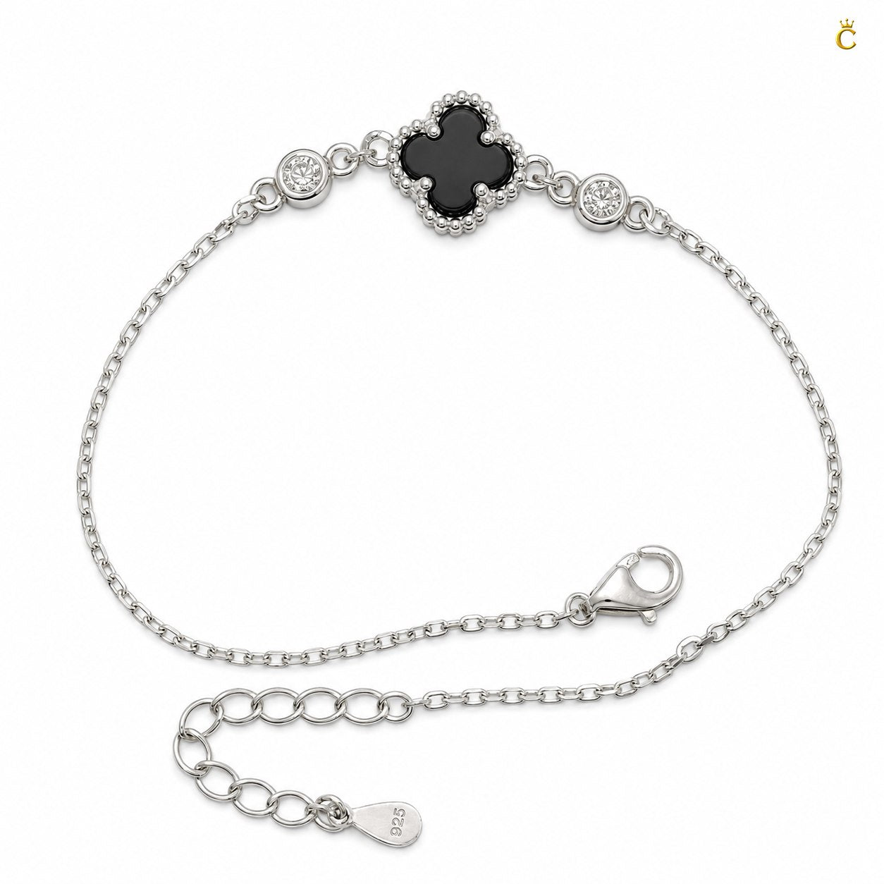Celestora - Onyx Black Cute Clover Zircon stud Bracelet