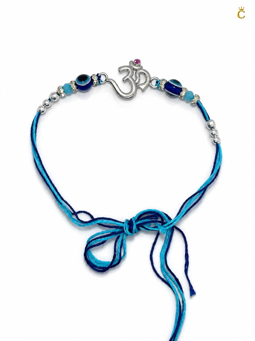 Celestora- Silver Om Evil Eye Premium Rakhi/ Bracelet