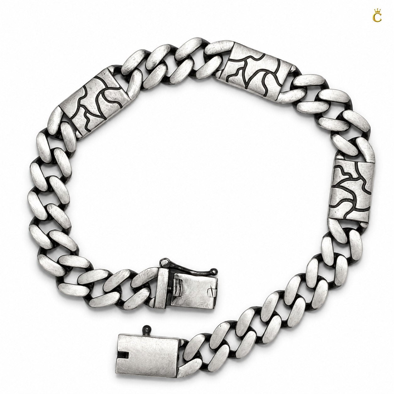 Celestora - Silver Italian-style Premium oxidized Curb bracelet:
