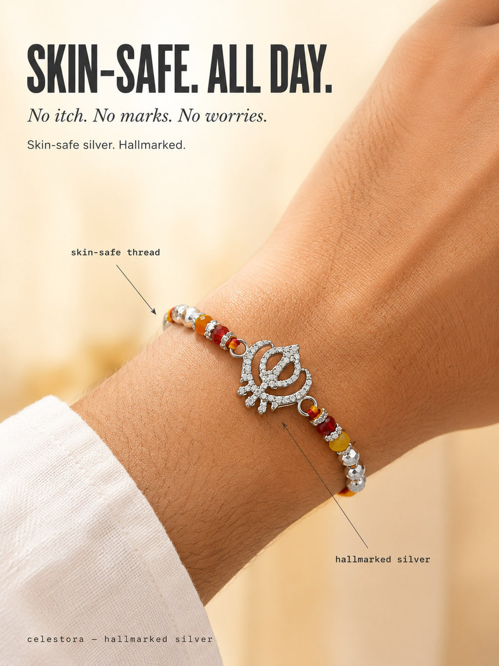 Celestora -Silver Veer Khalsa Prime Rakhi/ Bracelet