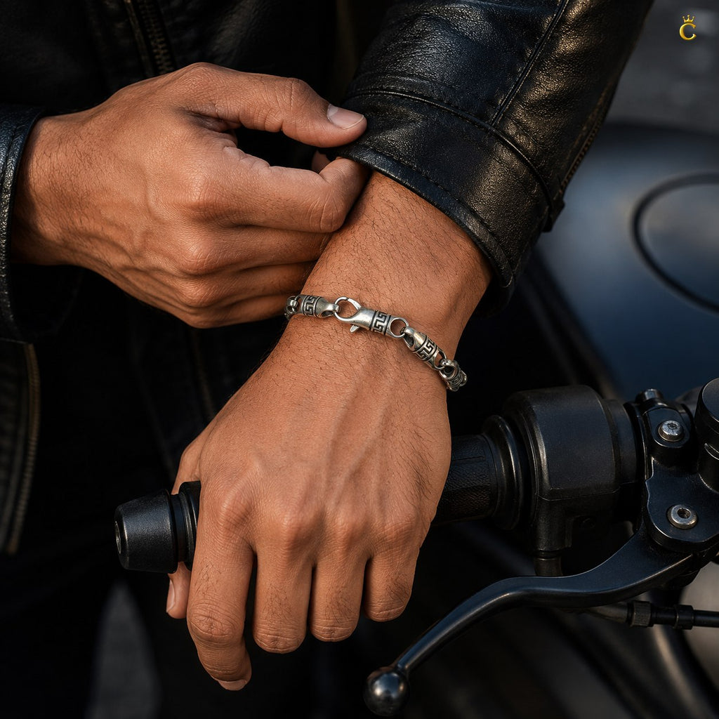 Celestora-Premium Oxidised Imperial Key link Bracelet