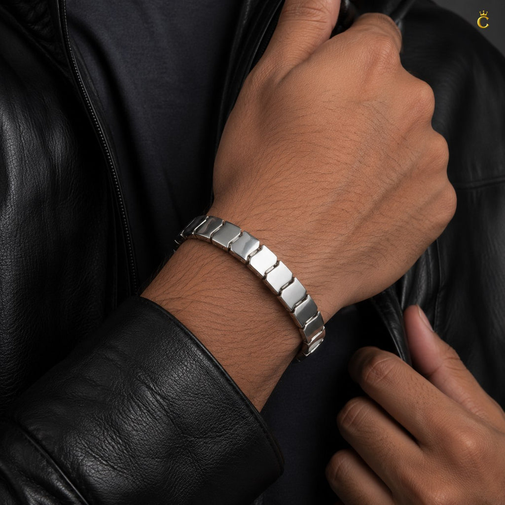 Celestora- Platinum Mirror Finish Italian Silver Bracelet