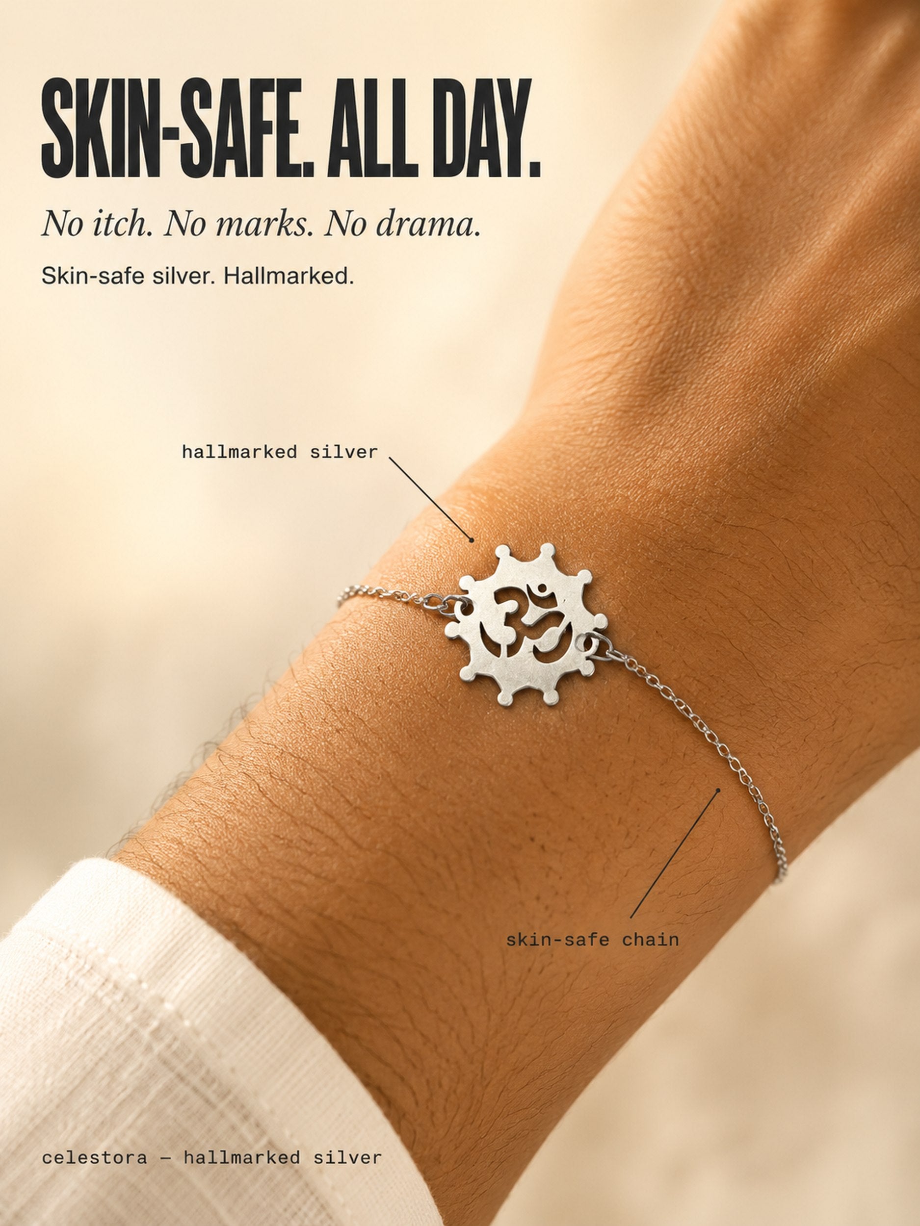 Designer Round cut Om Rakhi Bracelet