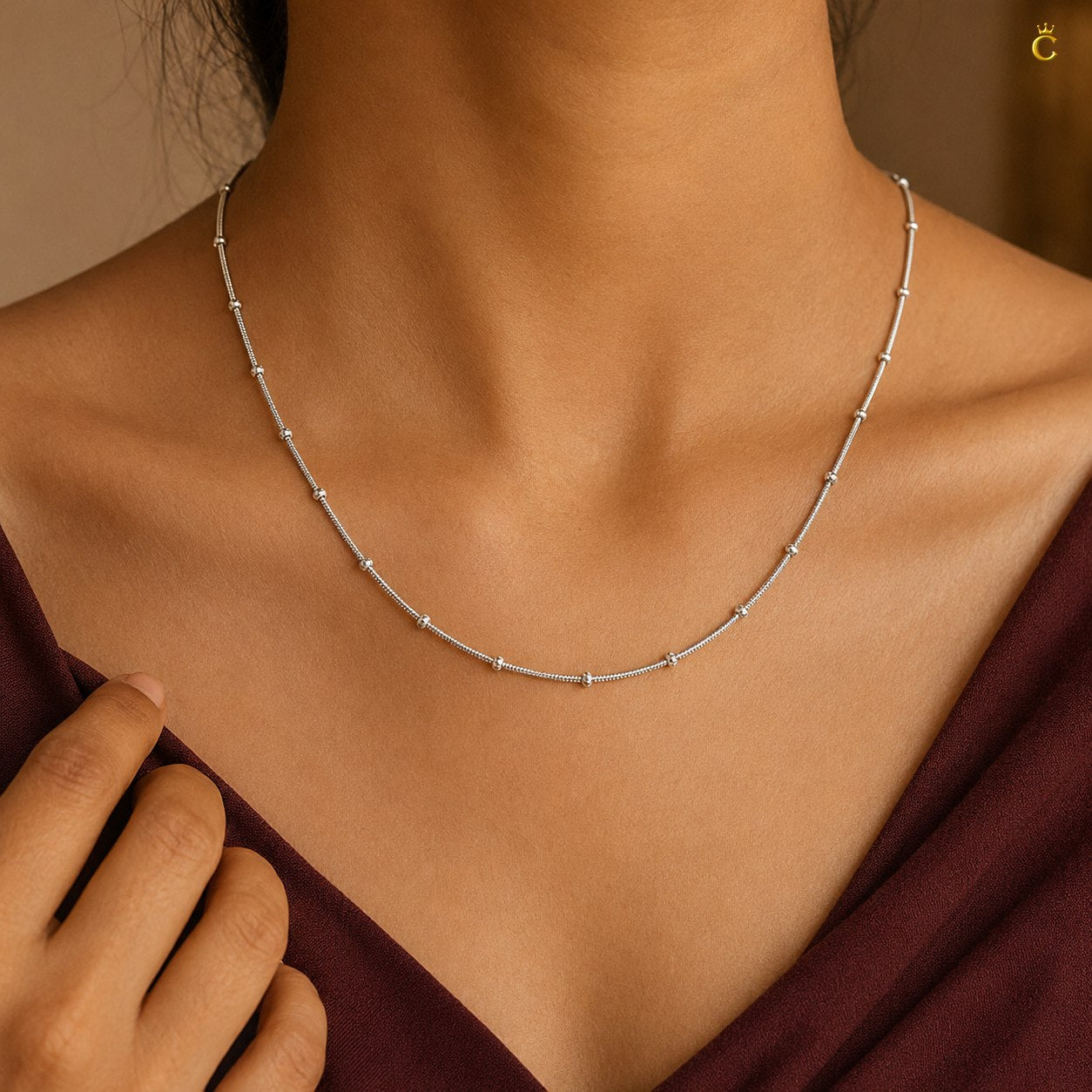 Silver Beaded Satellite Chain