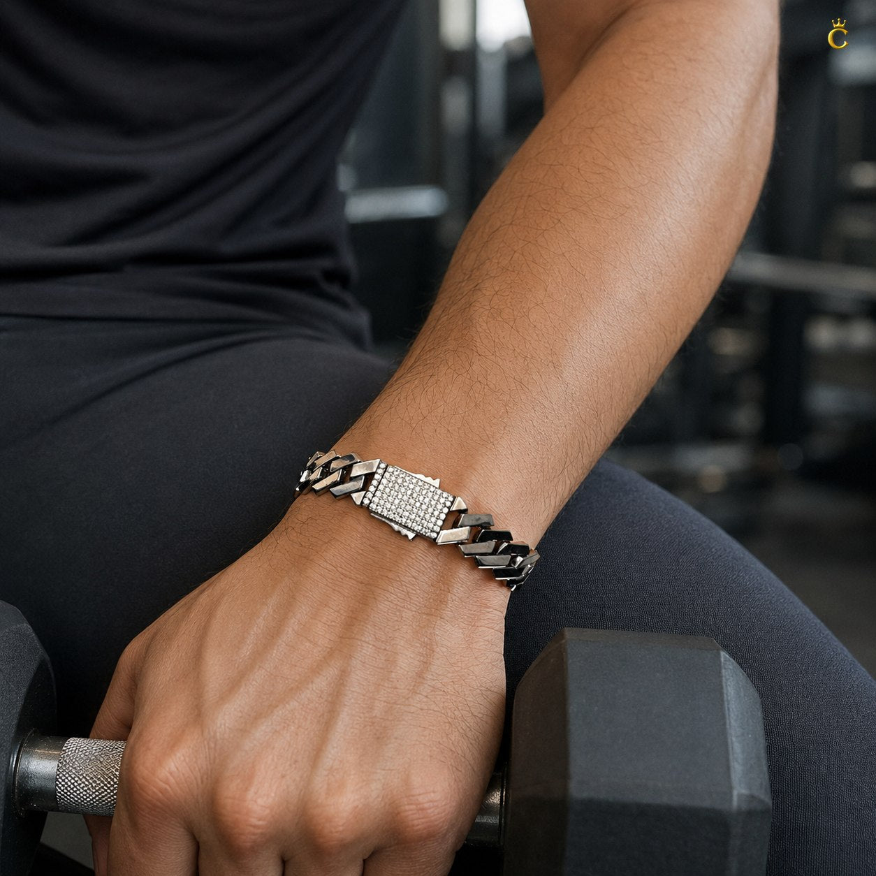 Paved Link Silver Bracelet