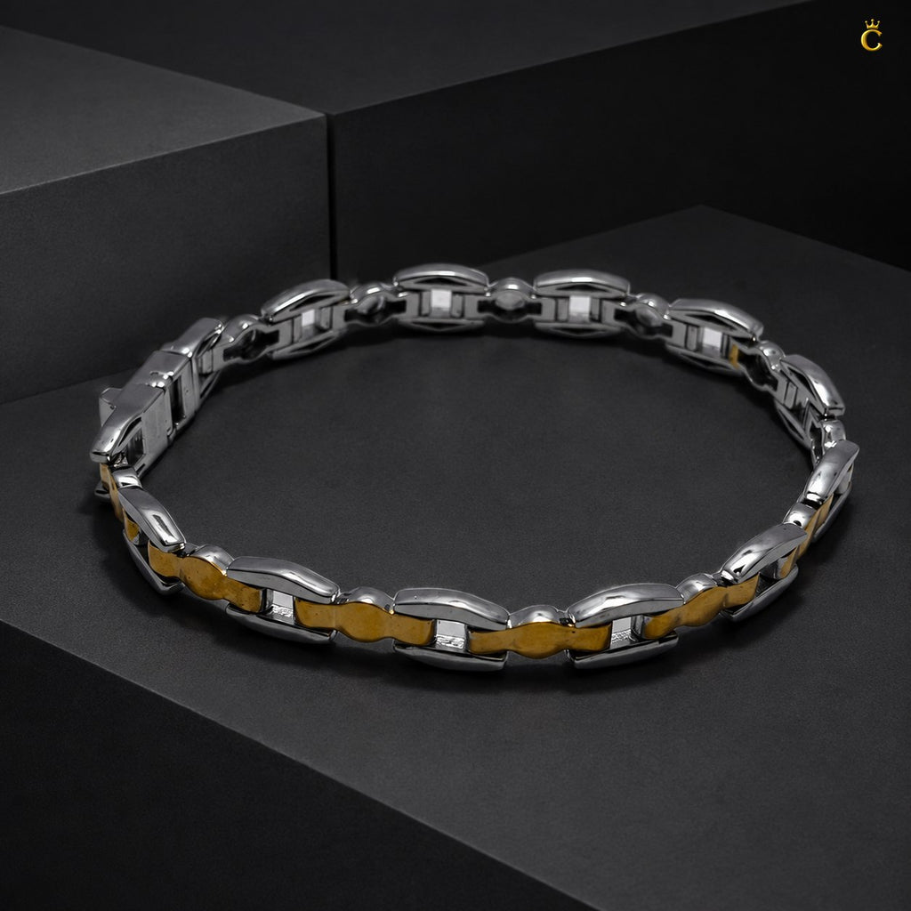 Men's Premium Two-Tone Silver Link Bracelet