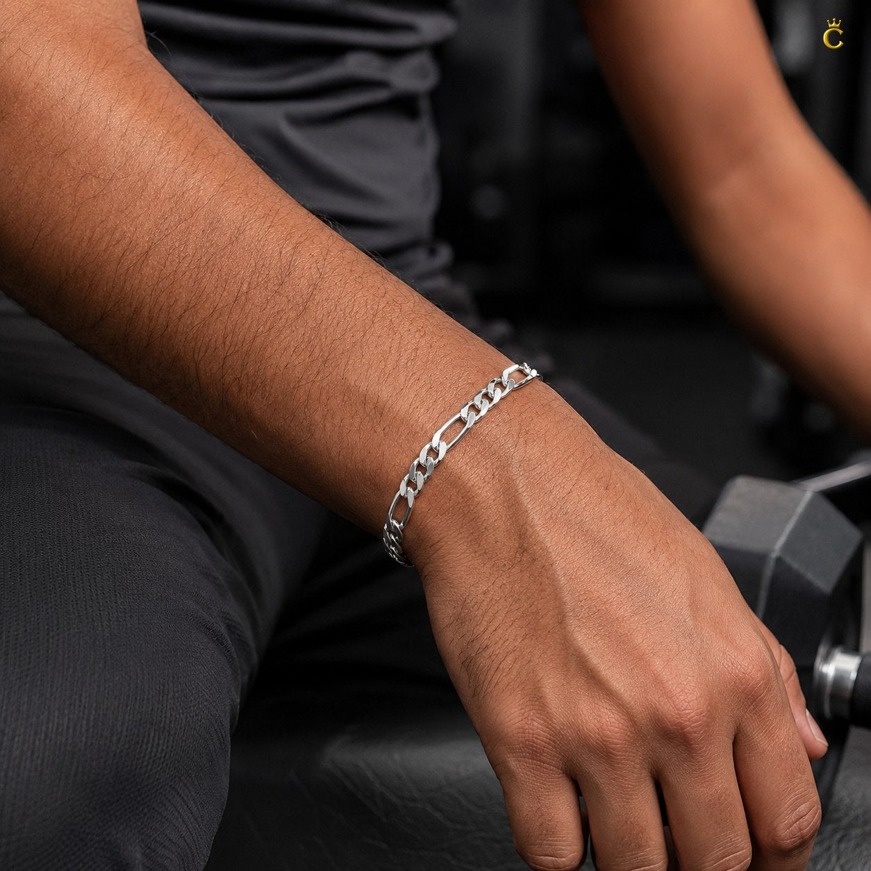 Silver Figaro Link Bracelet